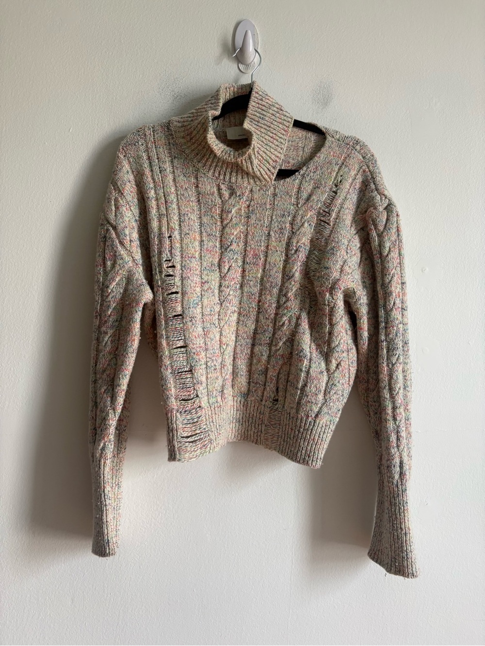 Haikure Sz S Clare Rainbow Wool Cotton Knit Cut Out Sweater - Picture 2 of 10